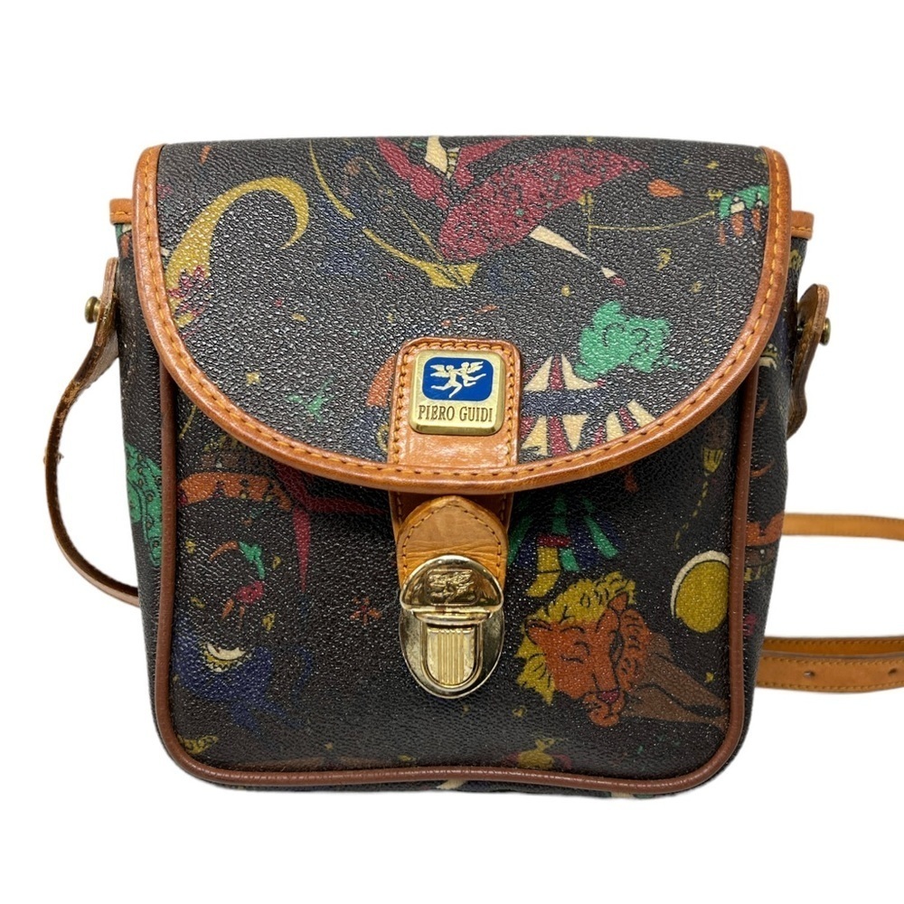Vintage Piero Guidi Magic Circus Classic Small Leather Crossbody Shoulder Bag